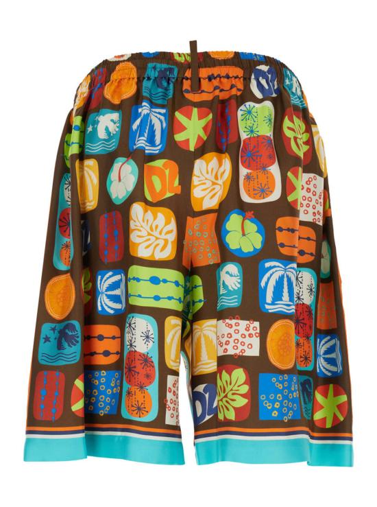  [키즈] 디스퀘어드2 쇼츠/버뮤다 Dsquared2 버뮤다 쇼츠, 신축성 있는 허리밴드와 전체 그래픽 프린트, 멀티컬러 - DSQUARED2