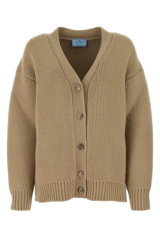  프라다 가디건 베이지 울 블렌드 오버사이즈  카멜