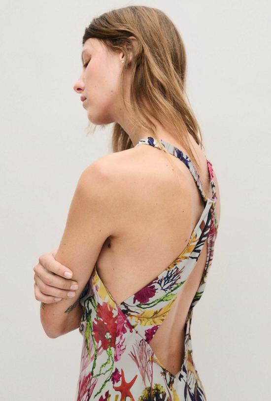  실크 런드리 롱 원피스 실크 세탁 하이 로우 드레스 플랑크토닉 - SILK LAUNDRY