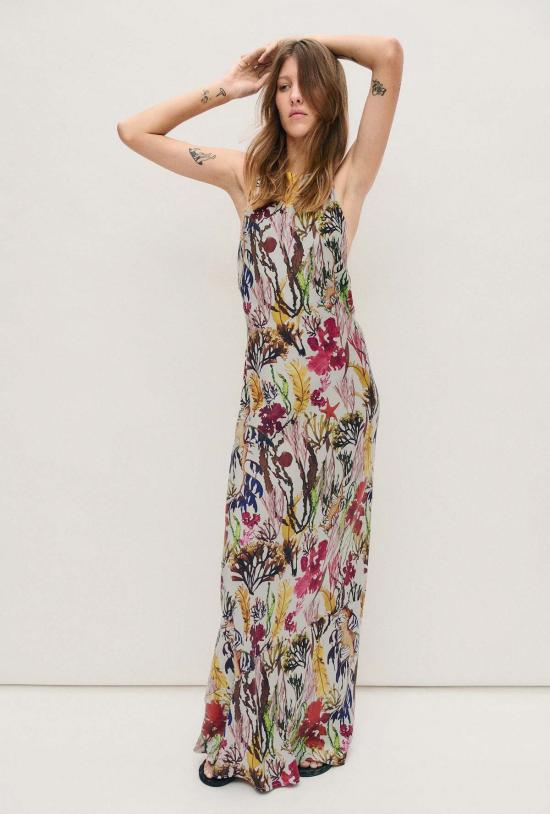  실크 런드리 롱 원피스 실크 세탁 하이 로우 드레스 플랑크토닉 - SILK LAUNDRY