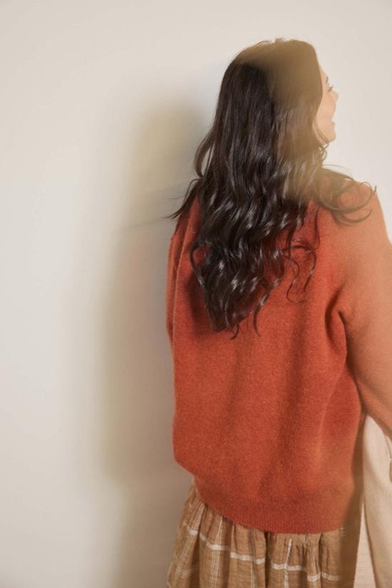  amente 가디건 A Mente 알파카 울 블렌드 버튼다운  베리 - OTHER BRANDS