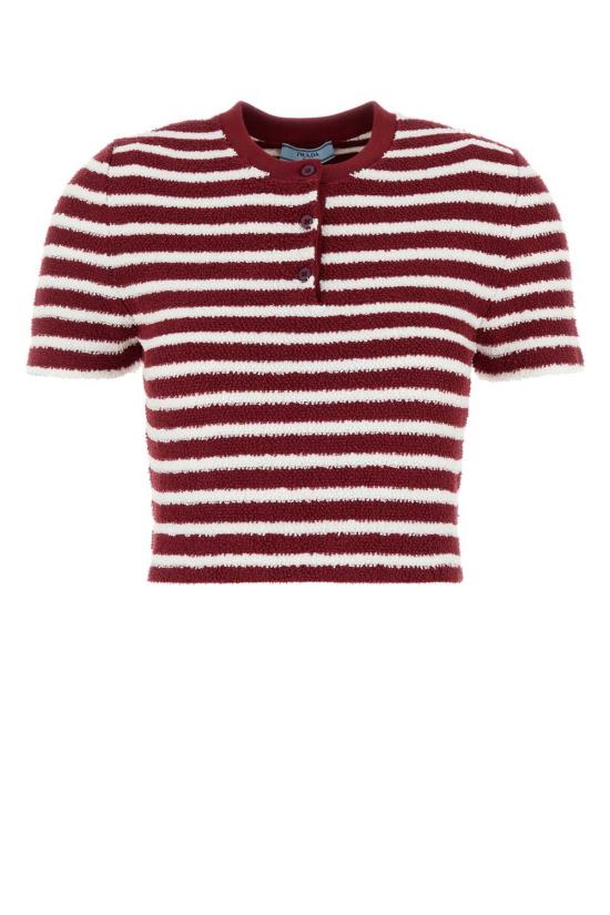  프라다 폴로 티셔츠 Prada 자수 테리 패브릭 폴로 셔츠 Amaranto/Natural