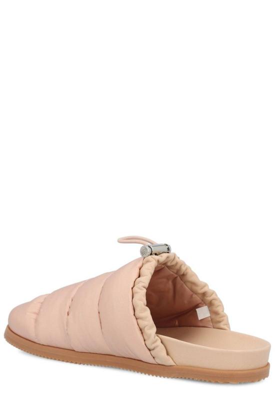  몽클레어 뮬/슬리퍼 몽클레르 로고 패치 패딩 슬리퍼 핑크 - MONCLER
