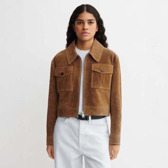  아르마 가죽 자켓 헬렌 그리티 스웨이드 재킷 위스키