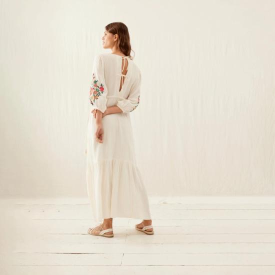  루이스미샤 롱 원피스 루이스 미샤 발리 드레스 자수 화이트 - LOUISE MISHA