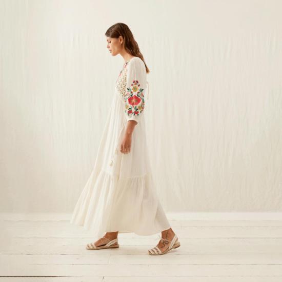  루이스미샤 롱 원피스 루이스 미샤 발리 드레스 자수 화이트 - LOUISE MISHA