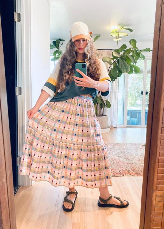  에이스 앤 지그 미디 스커트 에이스앤지그 라라 플라운스 스커트