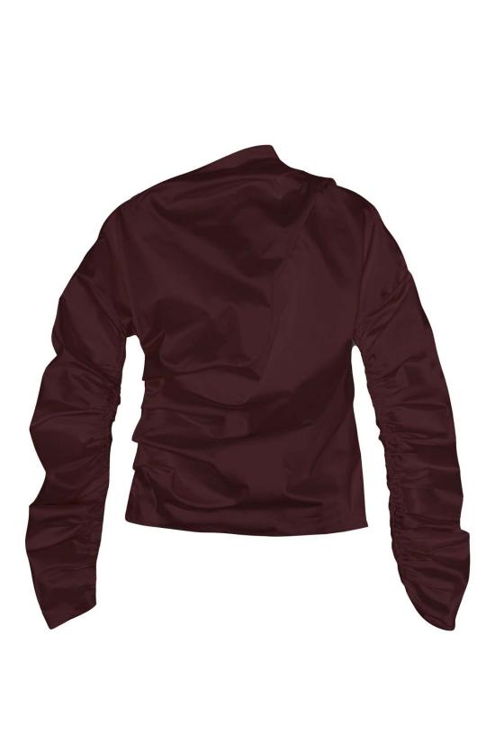  가니 블라우스 러치드  모브 와인