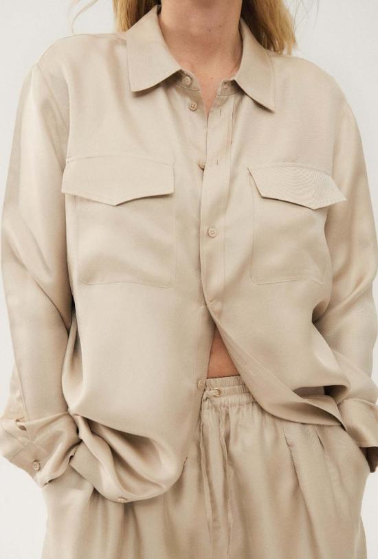  실크 런드리 셔츠 US 트윌 보이프렌드 셔츠 헤이즐넛 - SILK LAUNDRY