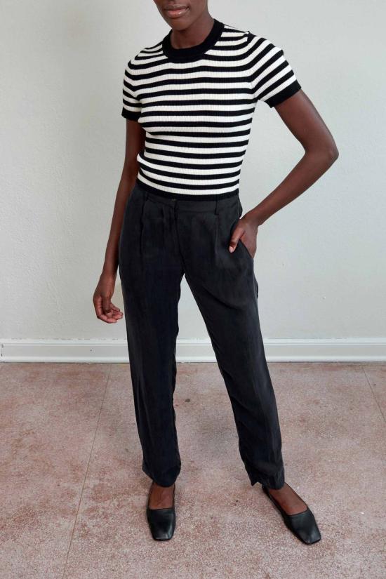  마리아 스탠리 스트레이트 팬츠 베넷 블랙 트라우저 - MARIA STANLEY