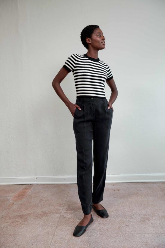  마리아 스탠리 스트레이트 팬츠 베넷 블랙 트라우저 - MARIA STANLEY