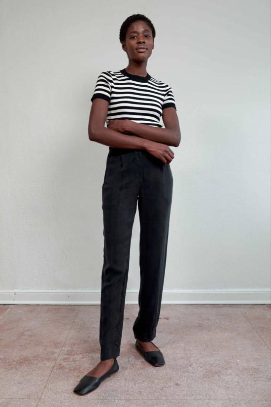  마리아 스탠리 스트레이트 팬츠 베넷 블랙 트라우저