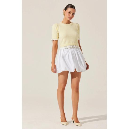  아스트라 더 라벨 숏 스커트 리비 스커트 화이트