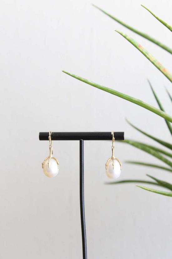  아네트 페르디난센 이어링 진주 알 장식 스몰 클로