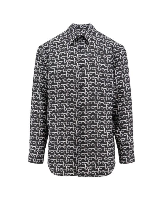  버버리 긴팔 셔츠 프린트 실크 오버사이즈  블랙