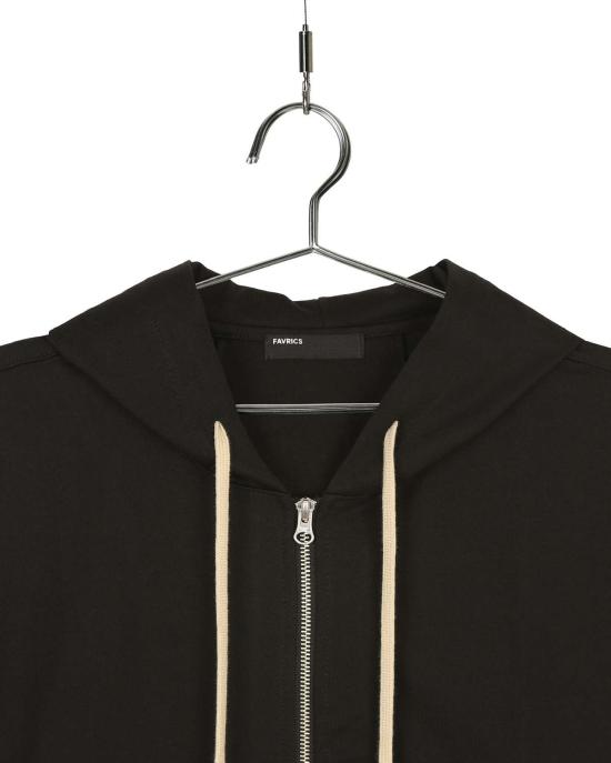  FAVRICS 자켓 패브릭 투웨이 지퍼업 반소매 후드티 블랙 - OTHER BRANDS