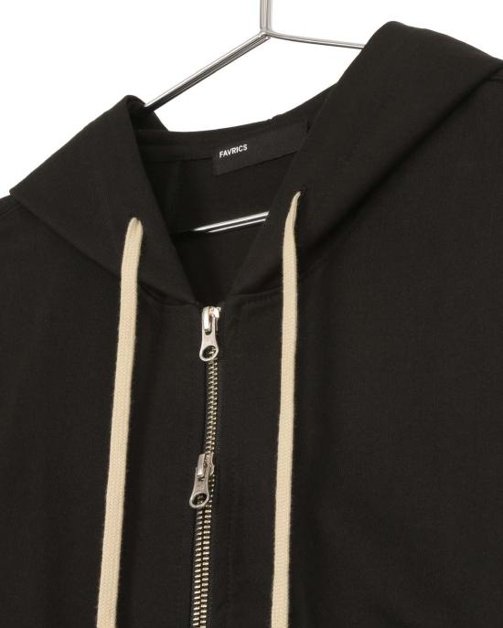  FAVRICS 자켓 패브릭 투웨이 지퍼업 반소매 후드티 블랙 - OTHER BRANDS