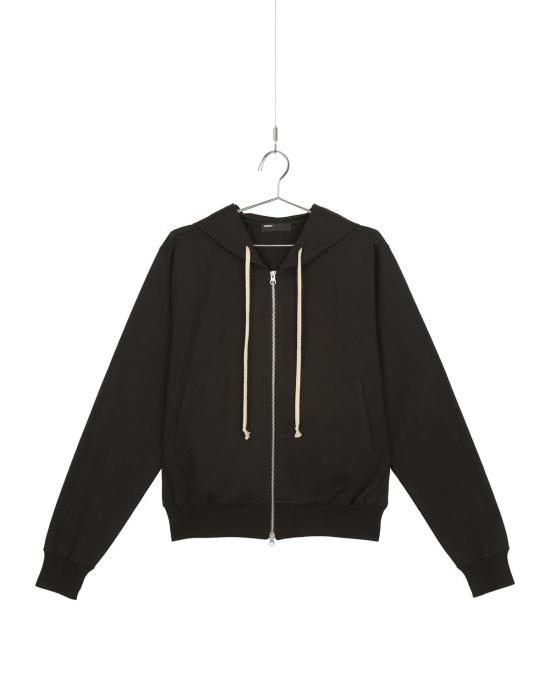  FAVRICS 자켓 패브릭 투웨이 지퍼업 반소매 후드티 블랙