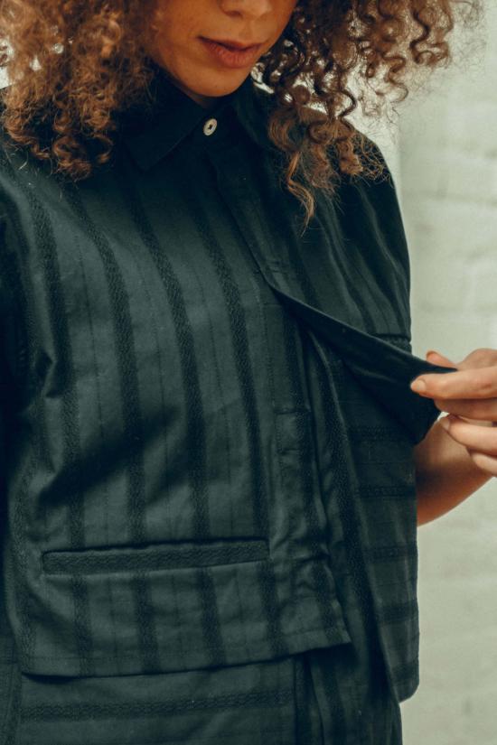  Guillermo Bravo 셔츠 기예르모 브라보 비대칭 반팔 버튼다운 셔츠 - GUILLERMO BRAVO