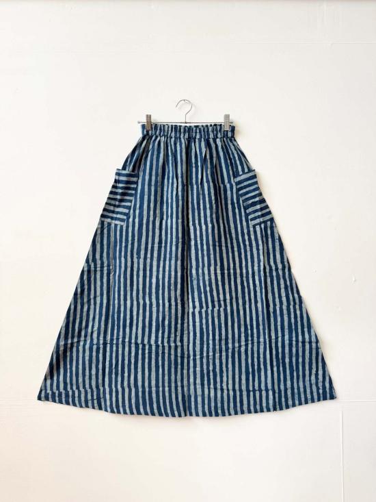  Happy French Gang 롱 스커트 해피 프렌치 갱 틸다 인디고 얇은 줄무늬 스커트 - OTHER BRANDS