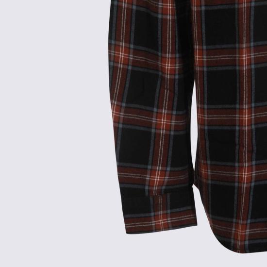  디젤 긴팔 셔츠 블랙 & 브라운 코튼 셔츠 블랙 - DIESEL