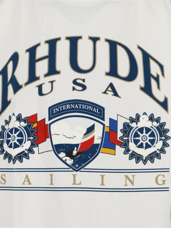  루드 반팔 티셔츠 Rhude 반팔 크루넥 그래픽 티셔츠 화이트 - RHUDE