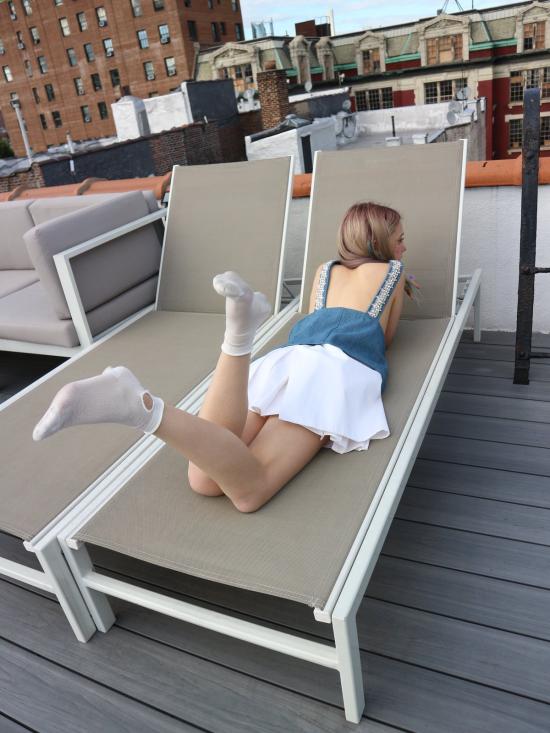  콜리나 스트라다 민소매 티셔츠 라인스톤 오버롤 탱크탑 블루 데님 - COLLINA STRADA