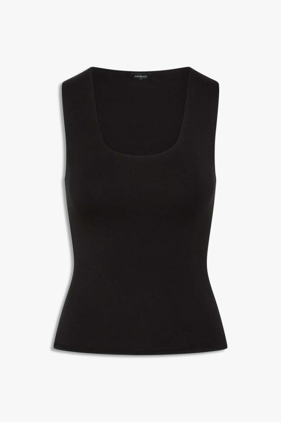  저스트 블랙 데님 블라우스 민소매 탱크탑