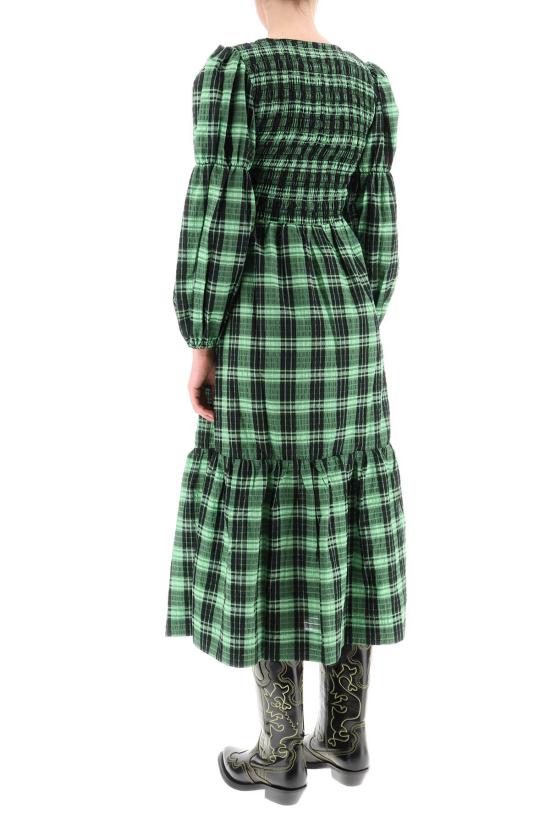  가니 미디 원피스 시어서커 드레스 블랙 - GANNI