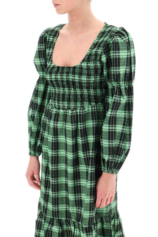  가니 미디 원피스 시어서커 드레스 블랙 - GANNI