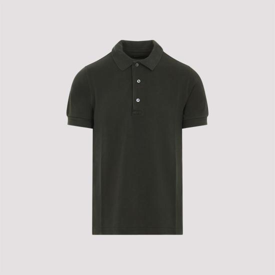  톰포드 폴로 티셔츠 톰 포드 라이오셀 폴로 갤 밀리터리 그린 - TOMFORD