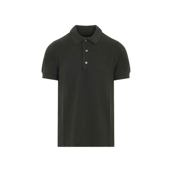  톰포드 폴로 티셔츠 톰 포드 라이오셀 폴로 갤 밀리터리 그린 - TOMFORD
