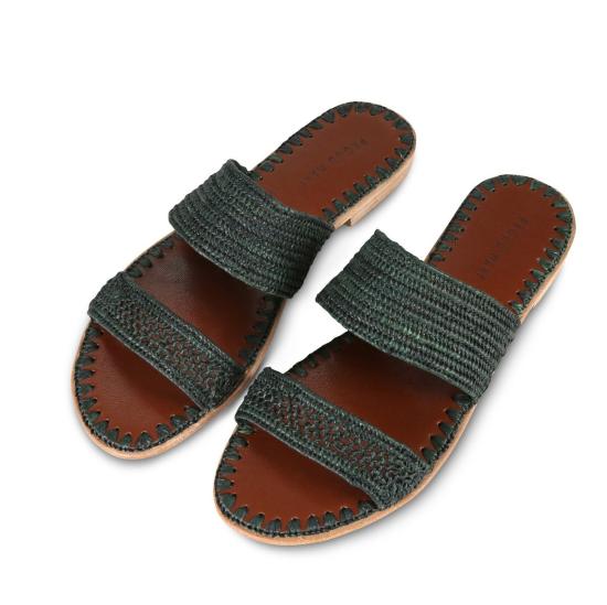  프라우드 메리 풋웨어 뮬/슬리퍼 라피아 투 스트랩 슬라이드 포레스트