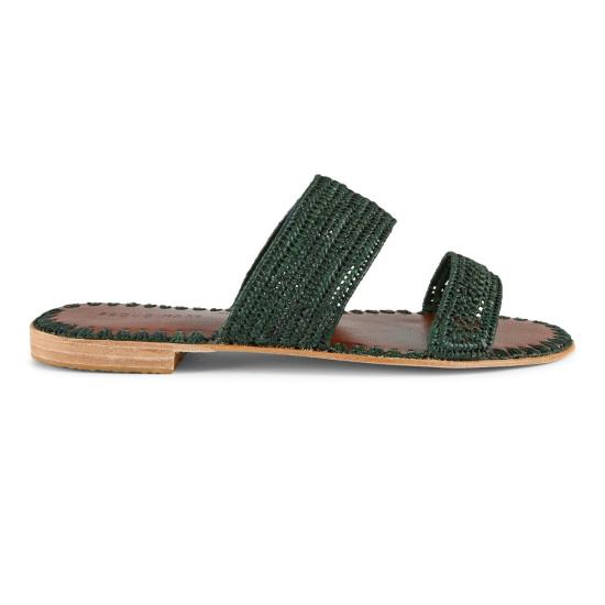  프라우드 메리 풋웨어 뮬/슬리퍼 라피아 투 스트랩 슬라이드 포레스트 - PROUD MARY FOOTWEAR