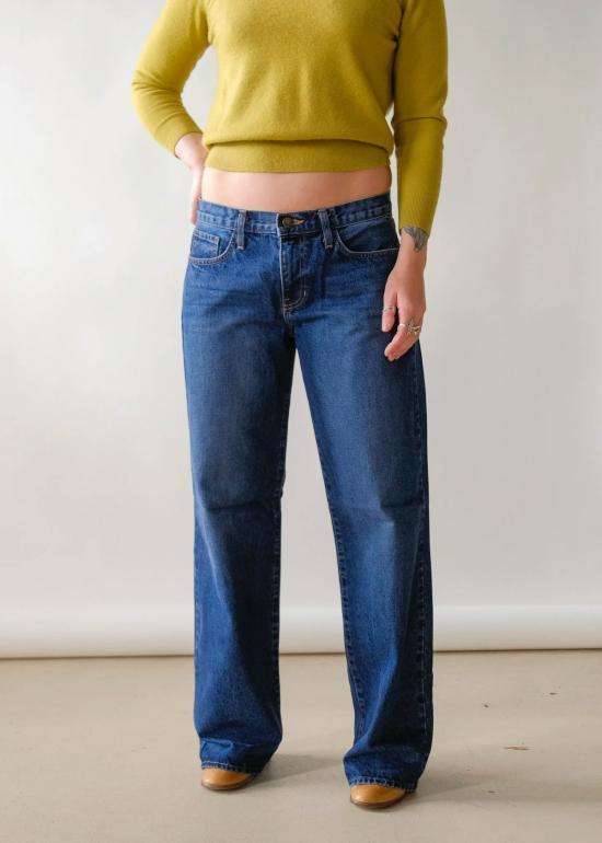  저스트 블랙 데님 데님 팬츠 로우라이즈 슬라우치 진 - JUST BLACK DENIM