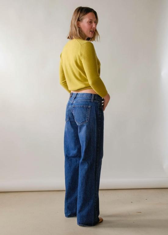  저스트 블랙 데님 데님 팬츠 로우라이즈 슬라우치 진 - JUST BLACK DENIM