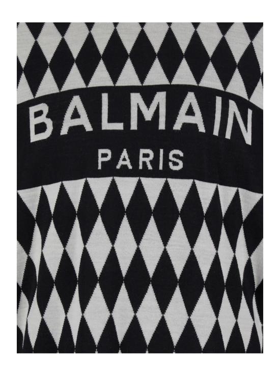  발망 스웨터 다이아몬드 로고 자카드  블랙 - BALMAIN