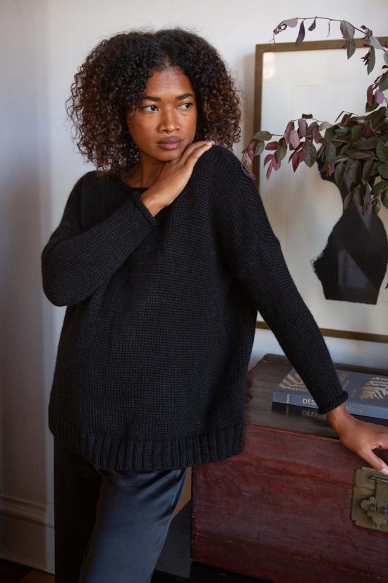  에리카 타노브 터틀넥 에리카 타노프 가브리엘 알파카 울 롤넥 스웨터 블랙 - ERICA TANOV