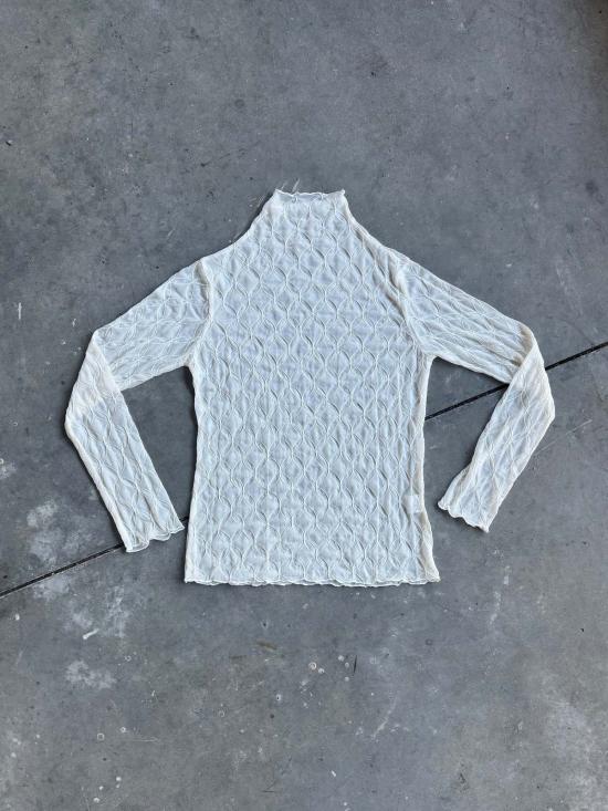  Mary Lo 긴팔 티셔츠 메리 로 플라워 링크스 메쉬 탑 화이트/브라운/블랙/시트론 - OTHER BRANDS