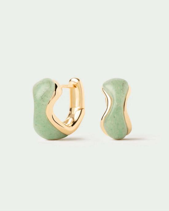  피디파올라 이어링 Pdpaola 그린 아벤츄린 노마드 후프 골드/그린 - PD PAOLA