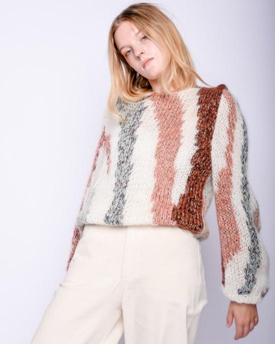  마이아미 스웨터 Maiami Zebra 모헤어 풀오버 멀티컬러 크림 - MAIAMI