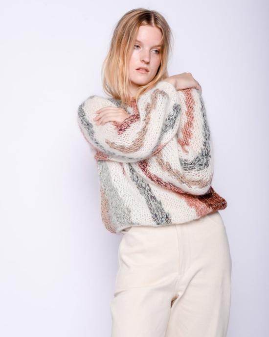  마이아미 스웨터 Maiami Zebra 모헤어 풀오버 멀티컬러 크림 - MAIAMI