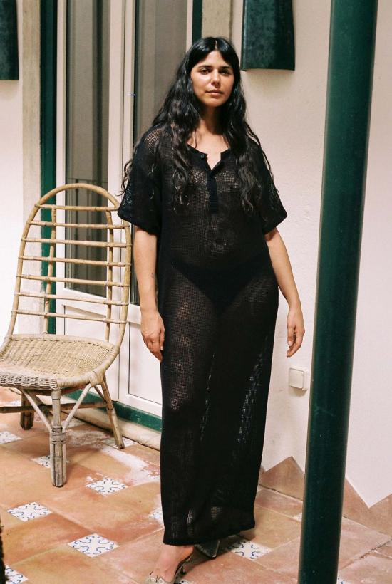  질 로드리게즈 롱 원피스 길 로드리게스 그리드 메쉬 롱 튜닉 - GIL RODRIGUEZ