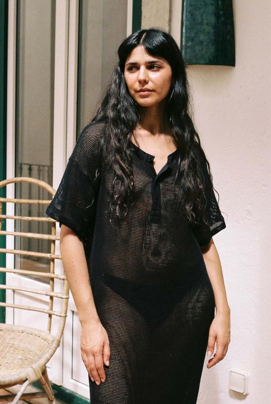  질 로드리게즈 롱 원피스 길 로드리게스 그리드 메쉬 롱 튜닉 - GIL RODRIGUEZ