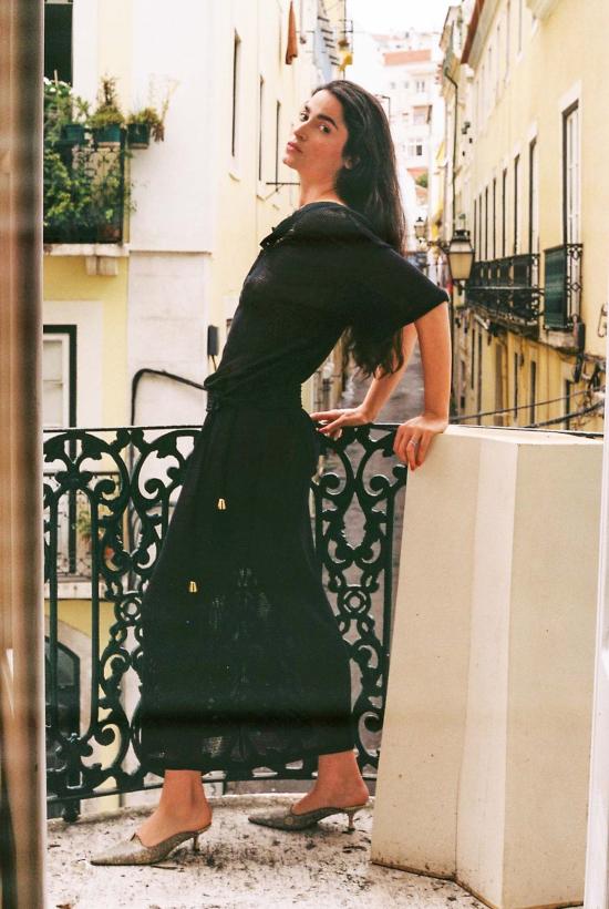  질 로드리게즈 롱 원피스 길 로드리게스 그리드 메쉬 롱 튜닉 - GIL RODRIGUEZ