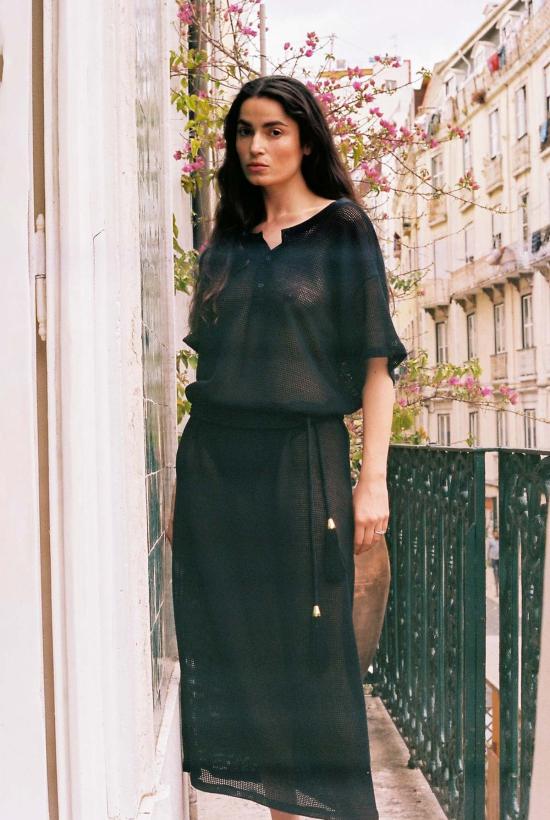  질 로드리게즈 롱 원피스 길 로드리게스 그리드 메쉬 롱 튜닉 - GIL RODRIGUEZ