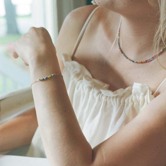  핸섬 목걸이/팬던트 핸드즘 컬러 비즈 목걸이 멀티