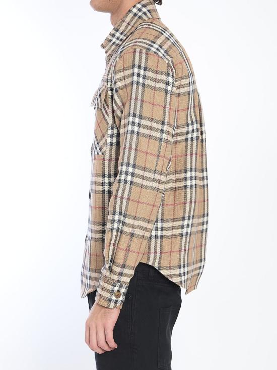  버버리 자켓 체크 오버셔츠 브라운 - BURBERRY