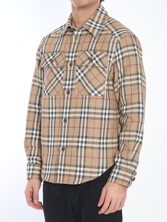  버버리 자켓 체크 오버셔츠 브라운 - BURBERRY