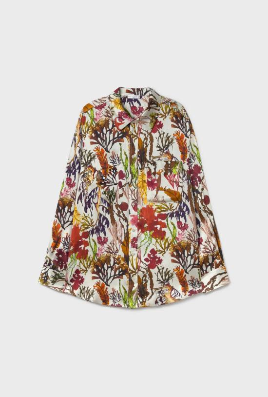  실크 런드리 블라우스 실크 세탁 보이프렌드 셔츠 플랑크토닉